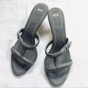Hugo Boss leather slip on sandals